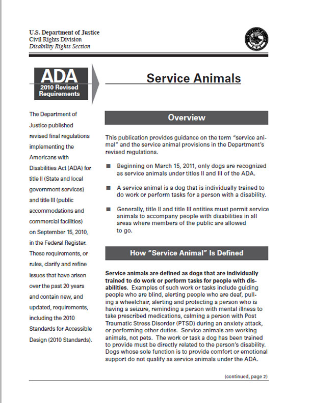 Service Animals Under ADA