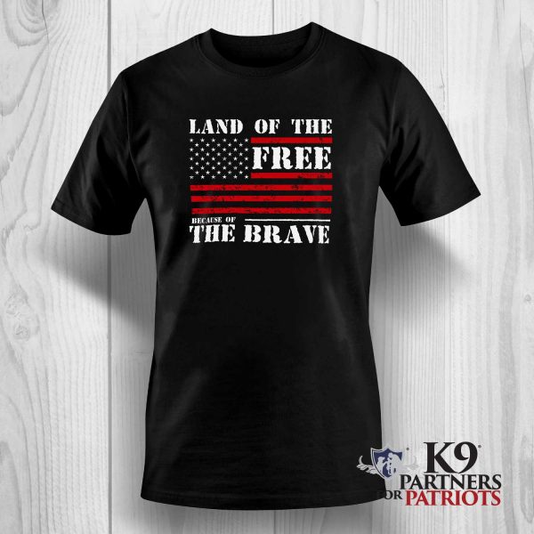 Land of the Free, Because of the Brave Unisex T-Shirt Black