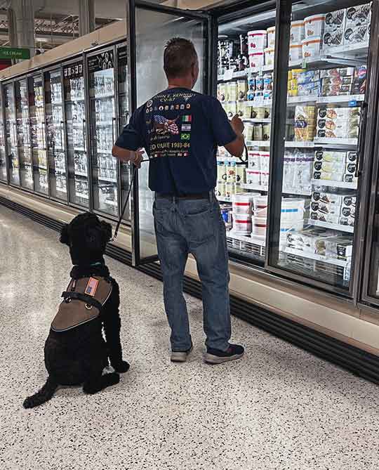 Service Dog Team Choosing Ice Cream