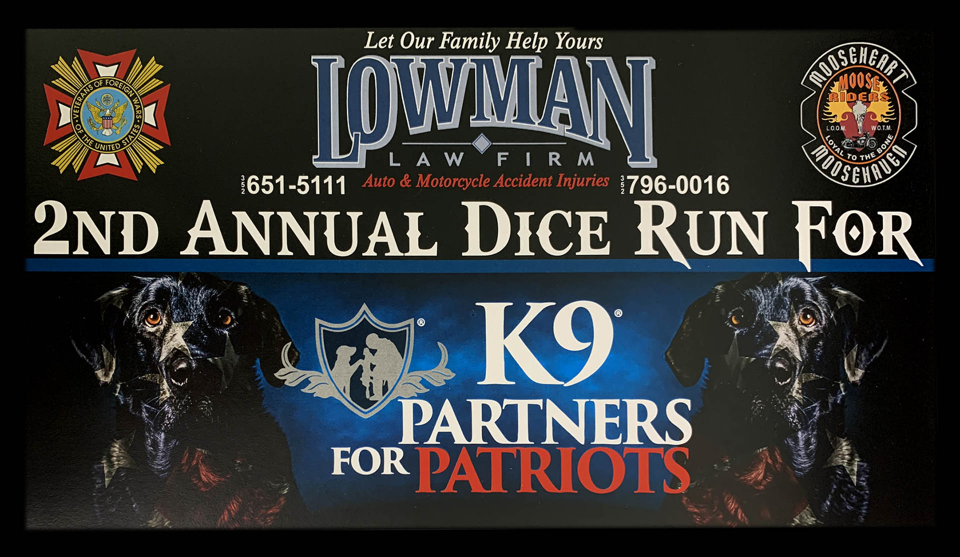 Lowman Law Firm 2nd Annual Dice Run for K9 Partners for Patriots