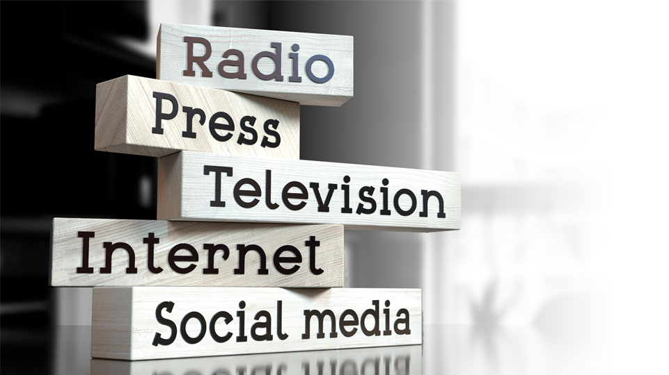 Radio, Press, Television, Internet, Social Media Blocks