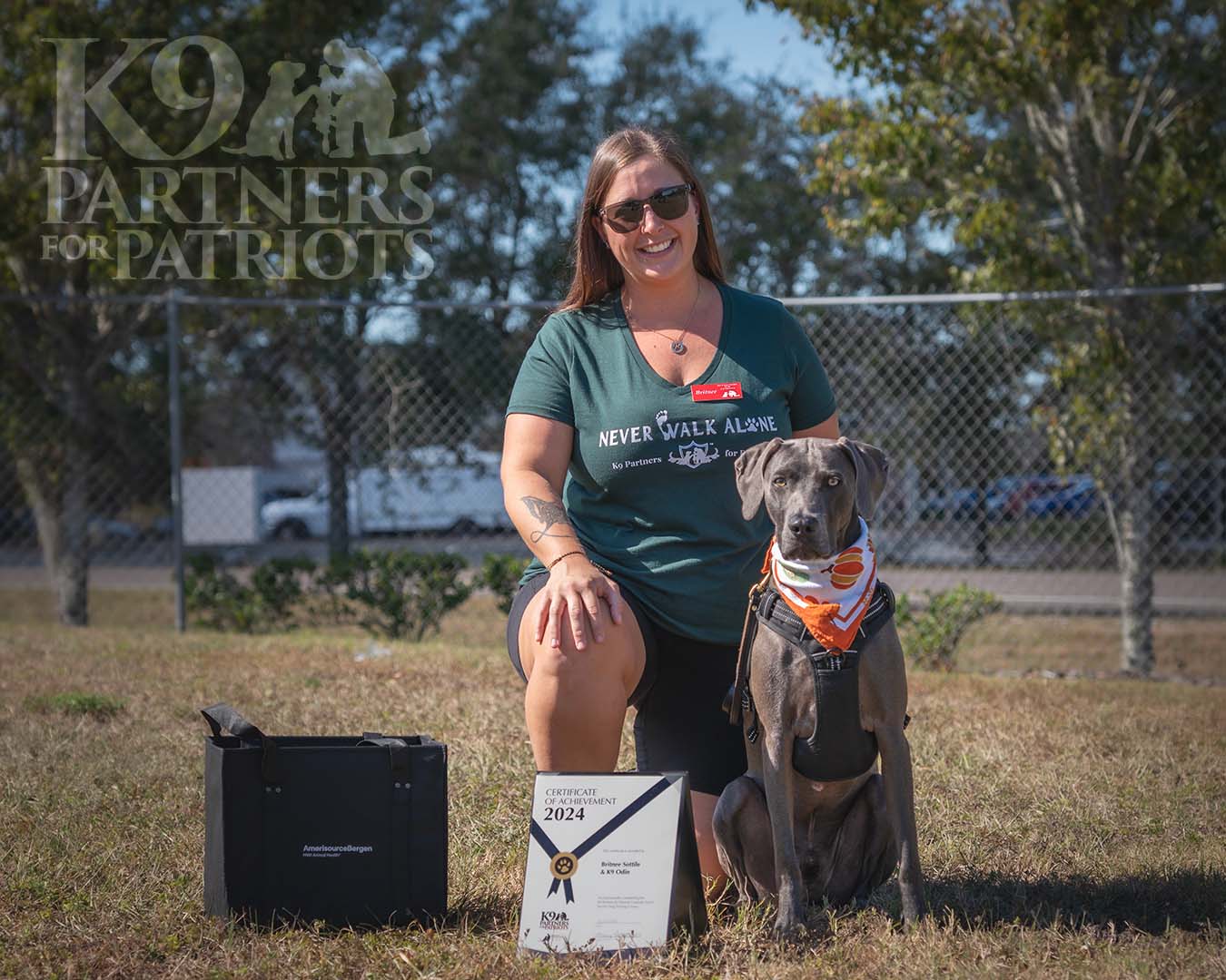 Air Force veteran Britnee with her service dog Odin, partners through K9 Partners for Patriots.