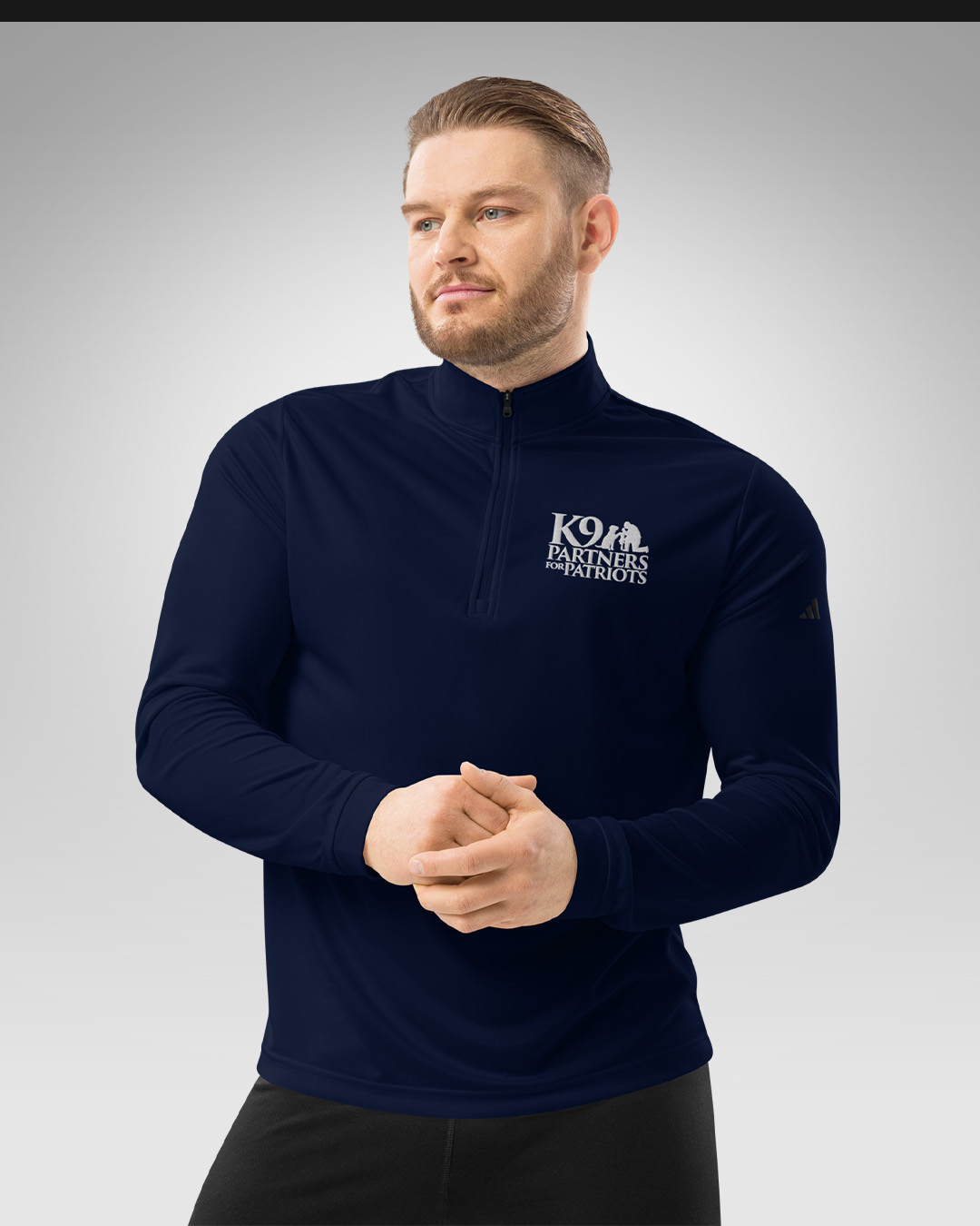 adidas Quarter Zip Pullover, Collegiate Blue – K9 Partners for Patriots Embroidered Logo