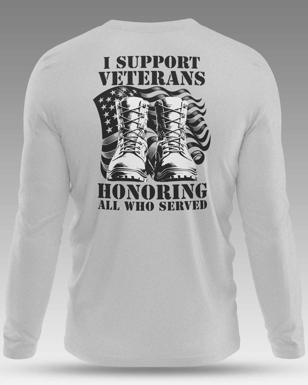 I Support Veterans Long Sleeve Tee - Back