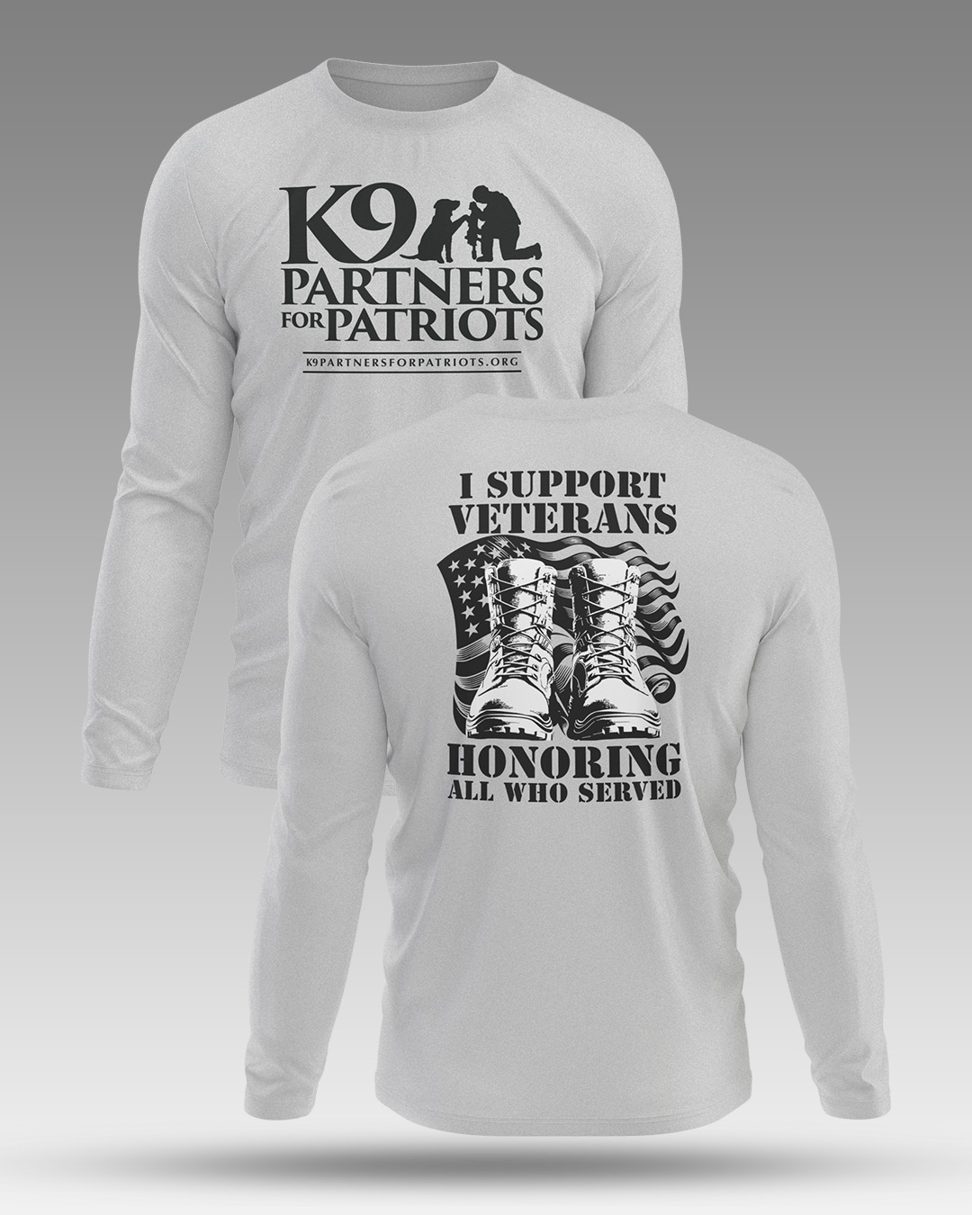 I Support Veterans Long Sleeve Tee - Front and Back