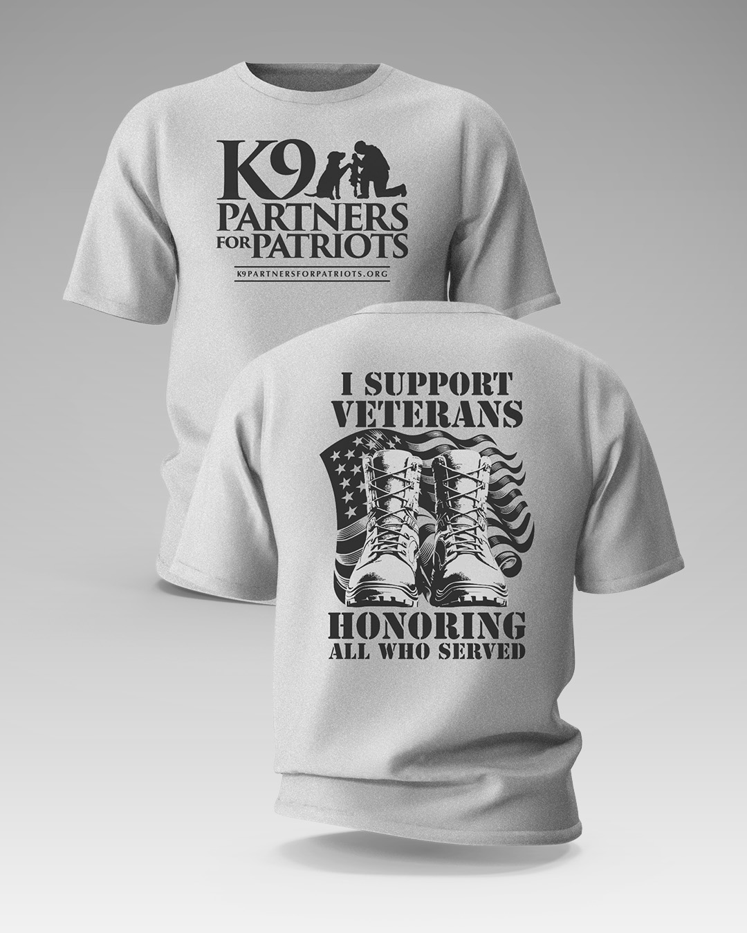 I Support Veterans Short Sleeve Tee - Front and Back