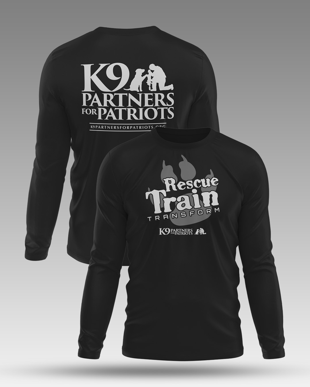 Rescue. Train. Transform. Long Sleeve Tee - Front and Back