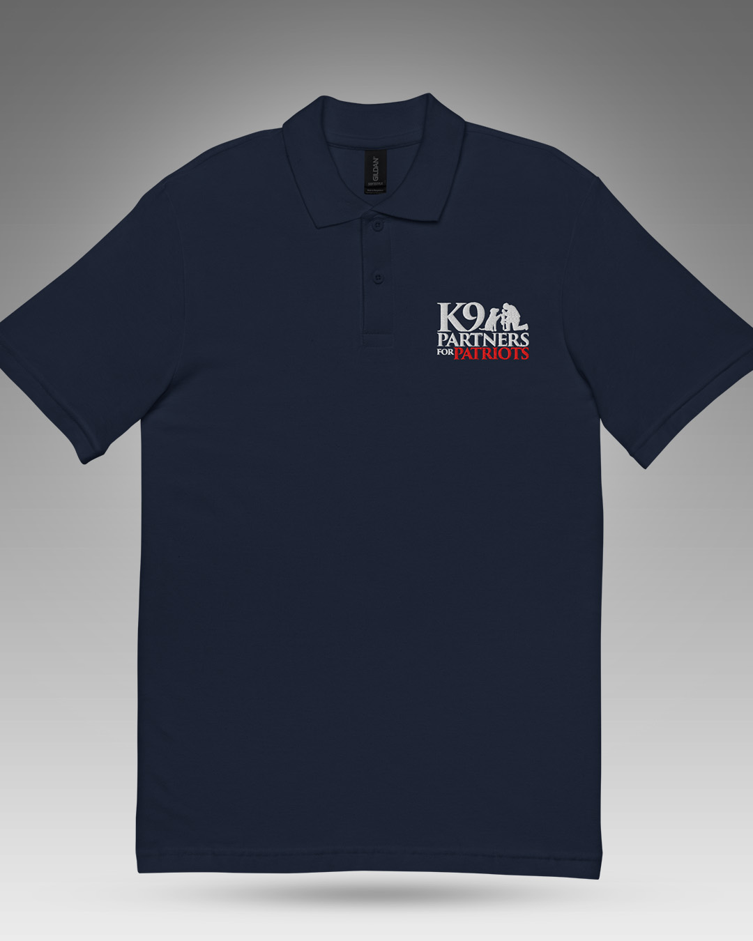 Women’s Gildan Pique Polo Navy – K9 Partners for Patriots Logo