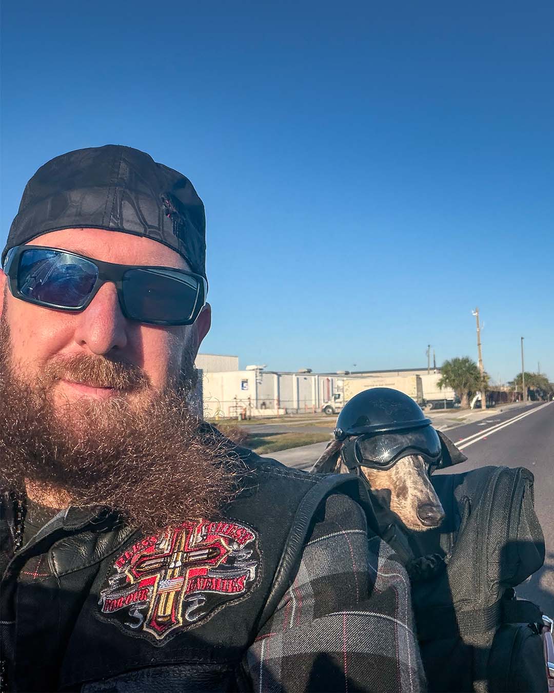 Cory and Stitch - motorcycle ride