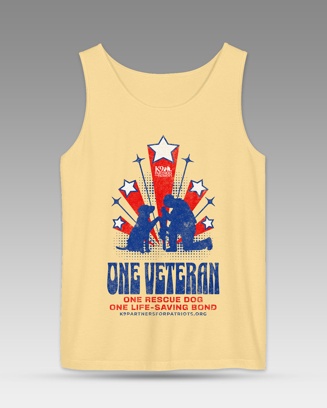 One Veteran. One Rescue Dog. One Life-Saving Bond Tank Top. BUTTER
